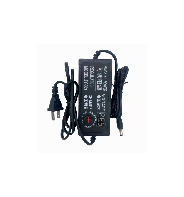 Імпульсний адаптер живлення з регулюванням напруги 3В-24В 5А штекер 5.5 - 2.5 довжина, LED, Black