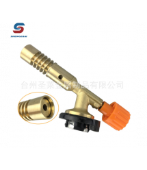 Пальник газовий, SHENGLILAI YT817, під газовий балончик 220г, вентиль, гальванічне покриття порт D1.85см, 13 (3,5) см. (латунь,