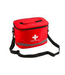 Медична сумка з плечовим ременем, пиловлагонепроникна, 4 відділення, на змійці, червона, 27*19*20см