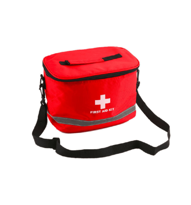 Медична сумка з плечовим ременем, пиловлагонепроникна, 4 відділення, на змійці, червона, 27*19*20см