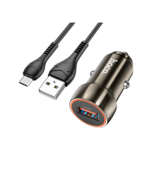 Набір АЗУ 12-24V HOCO Z46 кабель Micro, 1xUSB, 18W, кабель 1м, Black, Box