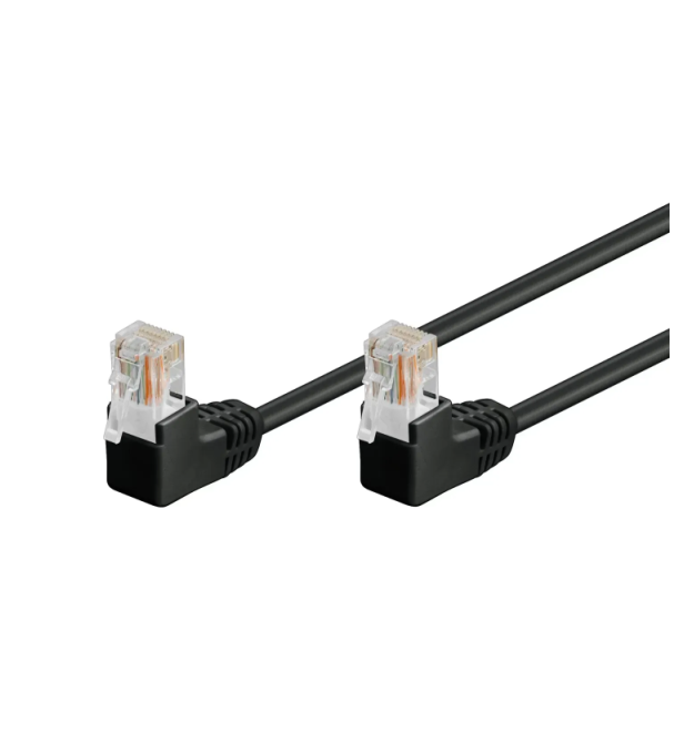 Патч-корд литий неекранований RJ45 UTP5e 0.5m Goobay (75.09.6085) patch D-4.9mm AWG26 2x90 Gold, чорний