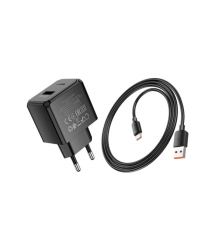 Набір СЗУ 110-240V HOCO CS17A+ кабель Type-C, 1xUSB, 22.5W, 1м кабель, Black, Blister