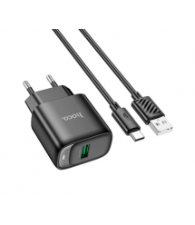 Набір СЗУ 110-240V HOCO C140A+ кабель Type-C, 1xUSB, 18W, кабель 1м, Black, Blister