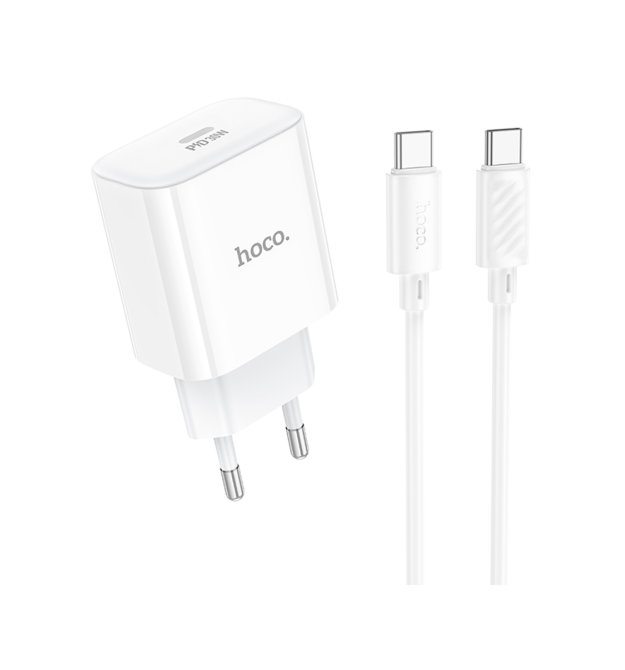 Набір СЗУ 110-240V HOCO C76A Pro+ Type-C кабель, USB-C, PD30W, кабель 1м, White, Box