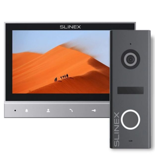 Комплект видеодомофон + панель вызова Slinex SK-07N Cloud grey + ML-17HD graphite