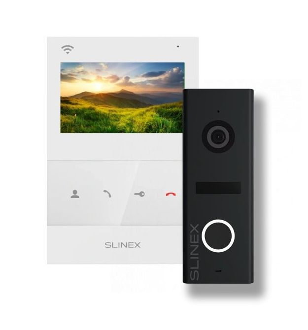 Комплект видеодомофон + панель вызова Slinex SQ-04N Cloud white + ML-17HD black