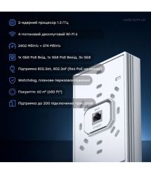 Стена точки доступа Wi -Fi 6 Cudy AP3000 стена с сетчатой ​​поддержкой диоксидальной гигабит ax3000
