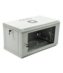 Шкаф 6U, 600х400х373 мм (ШxГxВ), L-type, акриловое стекло, серый