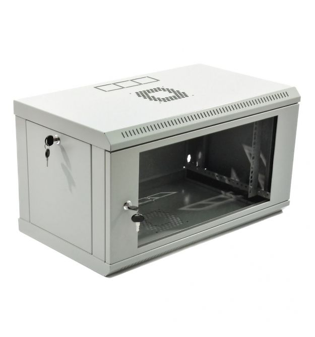 Шкаф 6U, 600х400х373 мм (ШxГxВ), L-type, акриловое стекло, серый