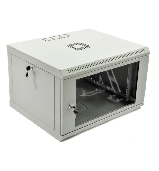 Шкаф 6U, 600х500х373 мм (ШxГxВ), L-type, акриловое стекло, серый