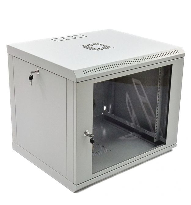 Шкаф 9U, 600x600x507 мм (ШxГxВ), L-type, акриловое стекло, серый
