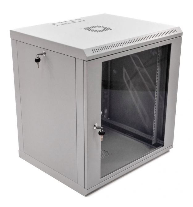 Шкаф 12U, 600х500х640 мм (ШxГxВ), L-type, акриловое стекло, серый