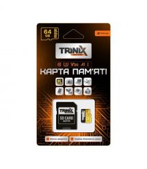 Trinix 64GB MisroSDXC Card с SD -адаптер U3 V30 A1
