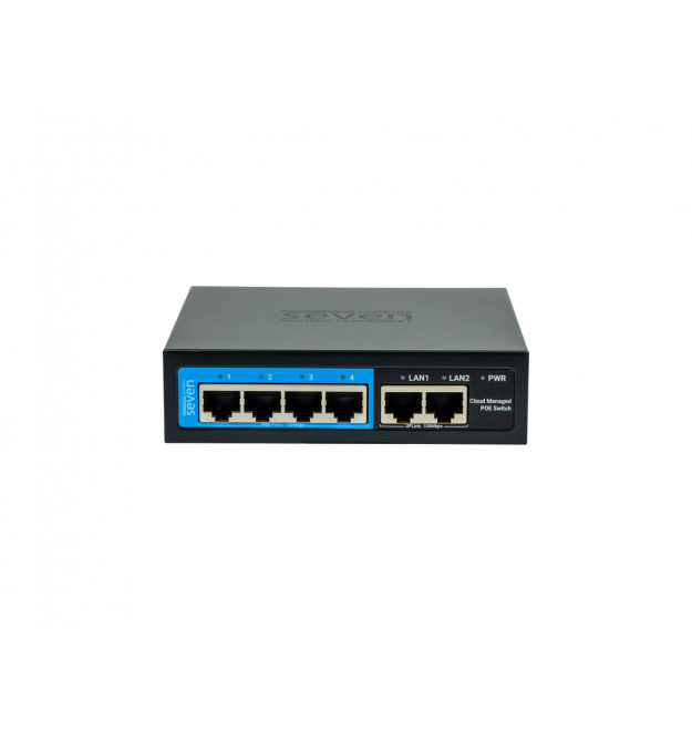 Облачно управляемый 6-портовый PoE-коммутатор SEVEN PS204D