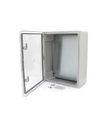Бокс міцний з ABS пластику з монтажною панеллю 500х400х240, з прозорими дверцятами, IP65