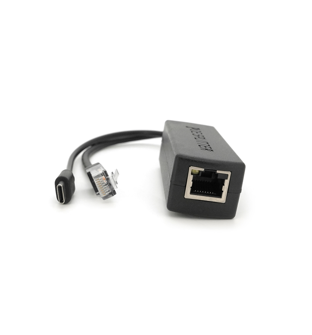 POE спліттер AOT-0524 48V-5V, RJ45, Type-C (10 - 100Мбіт, Вхід-48V - Вихід 5V 2.4А)