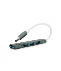 Хаб Type-C, 4 порти USB 3.0, 10 см, Black, Blister
