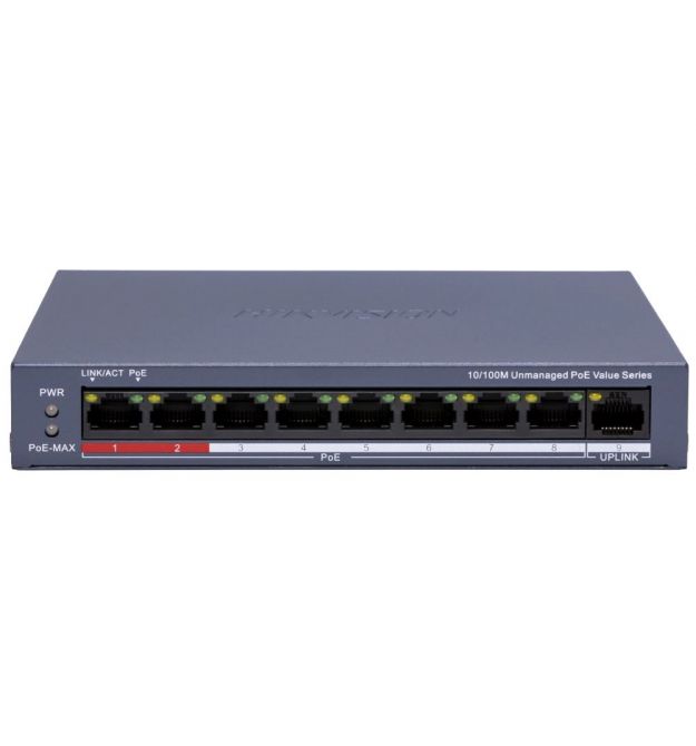 Коммутатор 8 портов неуправляемый Hikvision DS-3E0109P-E/M(C) POE