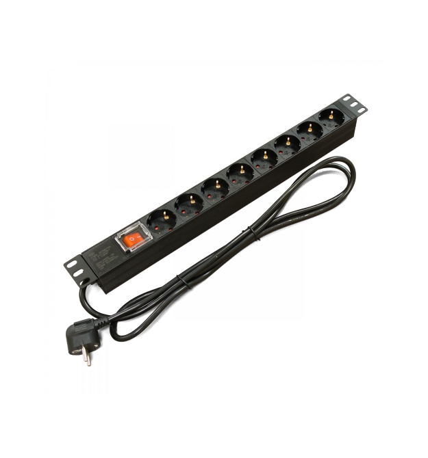 Блок Kingda 19 на 8 роз. нім. станд., 16А, з вимикачем, шнур 1.8м, 1U