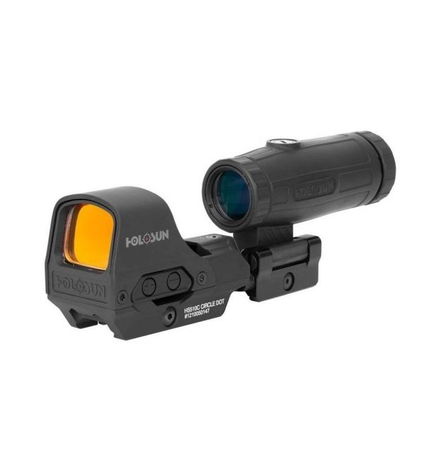 Коліматорний приціл Holosun HS510C 2MOA-65MOA red dot зі збільшувачем Holosun HM3X 3x