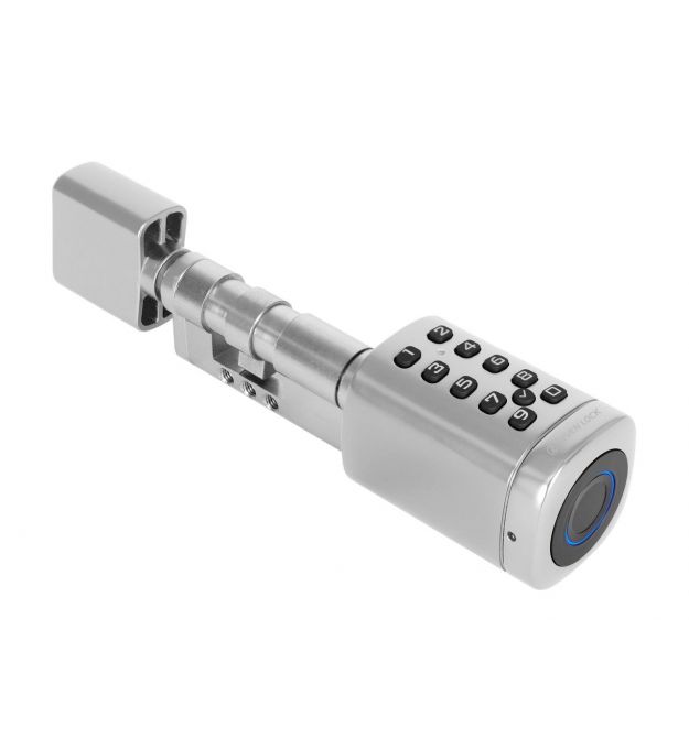 Умный дверной биометрический замок (цилиндр) SEVEN LOCK SL-7773BF silver (40-106 мм)