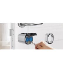 Умный дверной биометрический замок (цилиндр) SEVEN LOCK SL-7773BF silver (40-106 мм)