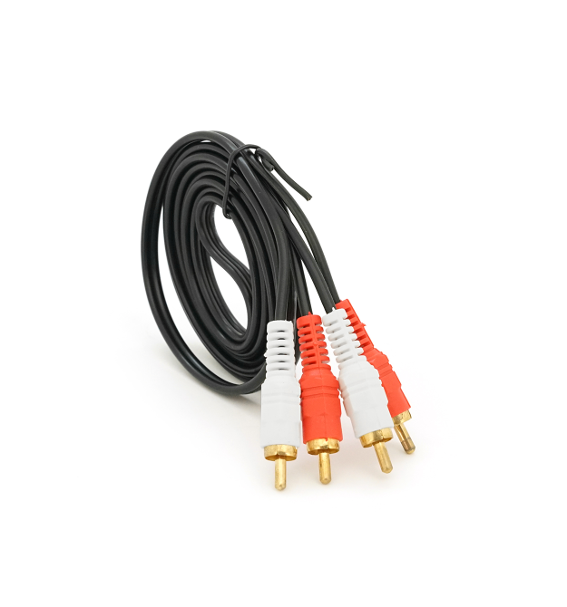 Кабель 2RCA (тато) - 2хRCA (тато), CU, круглий, 1,5 м, Black, Пакет
