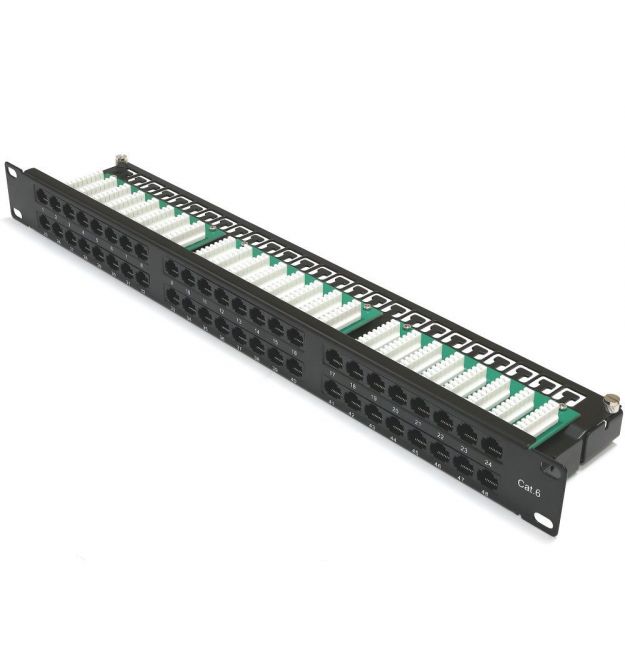 Патч-панель 19" 48xRJ-45 UTP, кат. 6, 1U, dual type, Kingda
