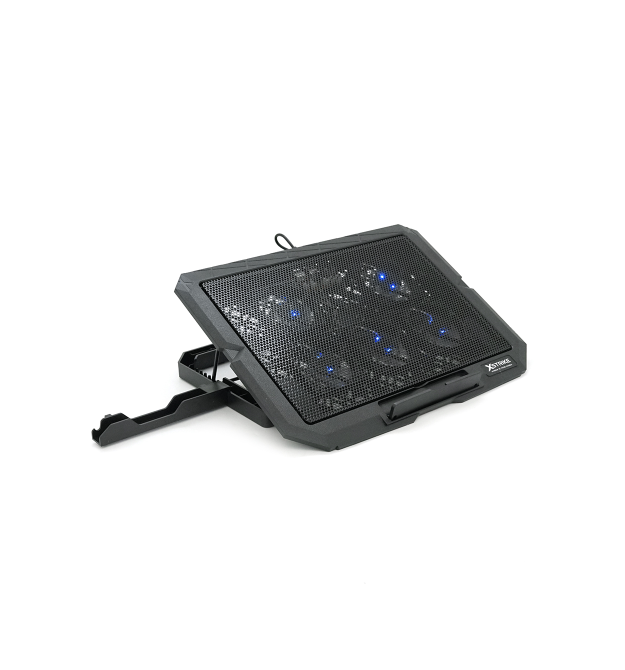 Підставка під ноутбук XSTRIKE XS-55, 10-17, 5*70мм 220010% RPM, корпус пластик+алюміній, 2xUSB 2.0, 356x259x28mm, RGB, Box Q20