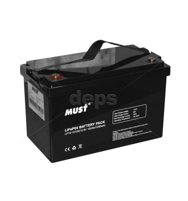 LiFePO4 акумулятор Must LP15-12100 BT (4S 12V-100Ah Dis-Ch: 100A-100A)