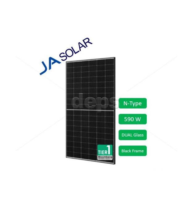Cонячна панель JA Solar JAM72D40-590-MB (590W, bifacial, silver frame)