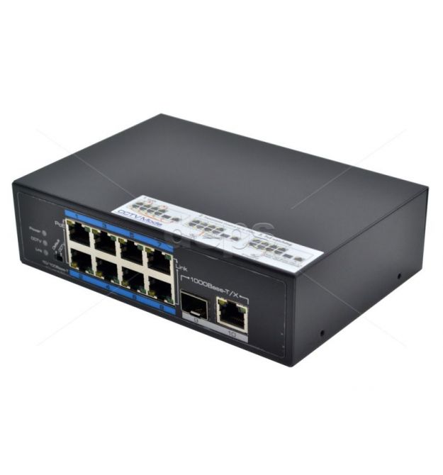 POE комутатор FoxGate S6008-GS-I-AI (8 x FE PoE + GE: RJ-45 + SFP)