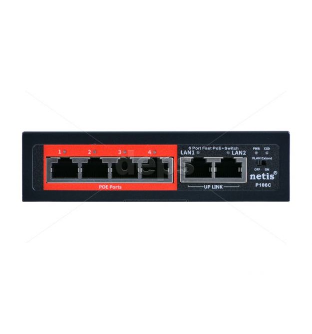 POE Watchdog комутатор Netis P106C [POE FE: 4, GE UL: 2 x RJ-45]
