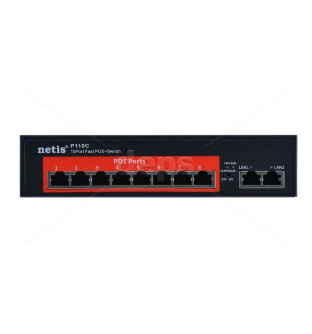 POE Watchdog комутатор Netis P110C [FE POE: 8, GE UL: 2 x RJ-45]