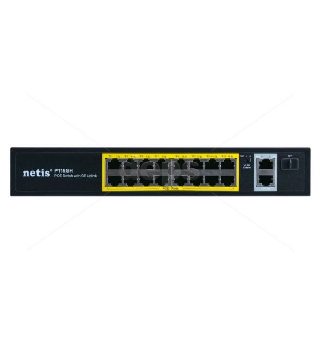 POE комутатор Netis P116GH [FE POE: 16, GE UL: 2xRJ-45+1xSFP]