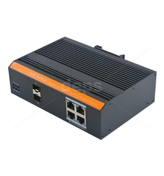 Керований промисловий POE комутатор FoxGate S6104G-S2-I-W POE [GE: 4 x RJ-45 PoE + 2 х SFP]