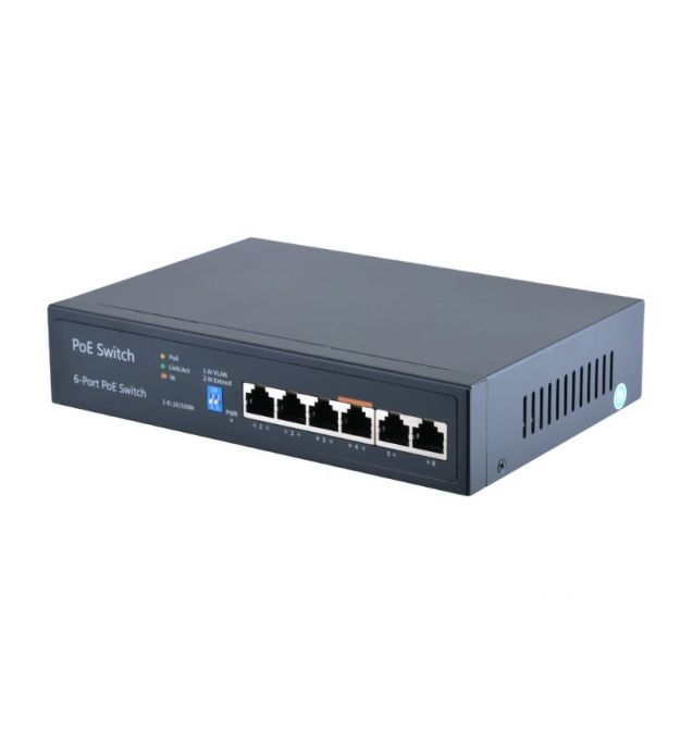 POE Watchdog комутатор FoxGate S6004P-E2-AI-BT (60W) [FE: 4 x POE + 2 x RJ-45]