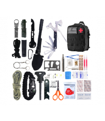 Туристична сумка з набором для виживання, 35 предметів, пиловлагонепроникна, на змійці, (ножиці, лопатка, топорик.ліхтарик, та і