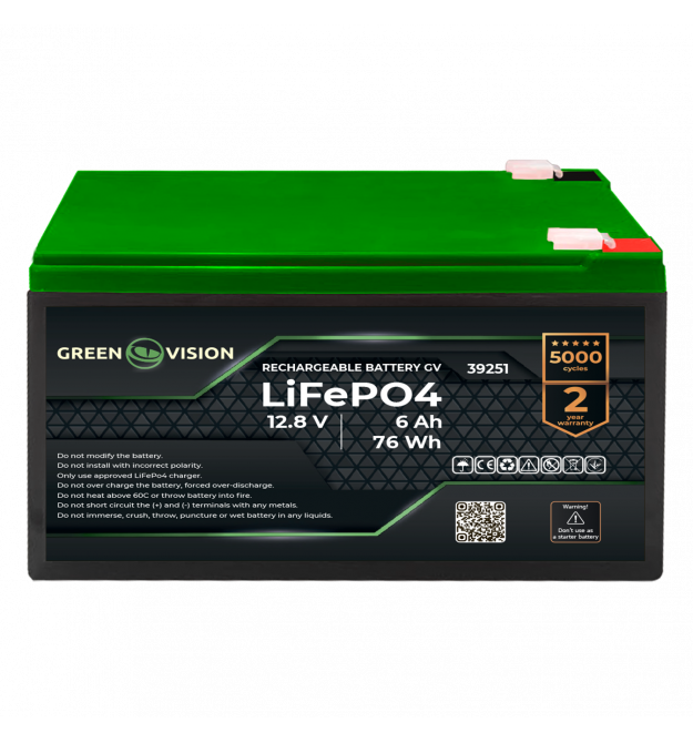 Аккумулятор GV LiFePО4 12,8V - 6Ah (76Wh)