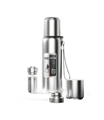 Термос Merlion з нержавіючої сталі, з ситечком, чашкою та ручкою для перенесення, об&aposєм 2000 мл., сірий