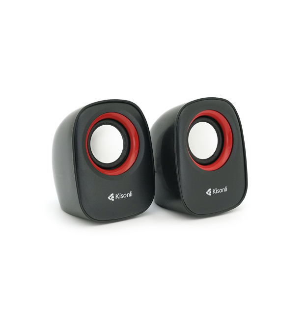 Колонки 2.0 Kisonli V360 для ПК і ноутбука, USB + 3.5mm, 2x1.5W, 20Hz- 20KHz, Red, BOX, Q50