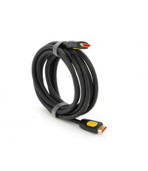 Кабель Merlion HDMI-HDMI V-Link High Speed 3.0m, 4K, v2,0, OD-8.2mm, круглий Black, конектор Black - Yellow, Blister-box, Q80