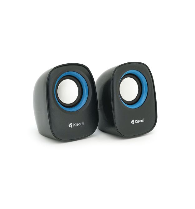 Колонки 2.0 Kisonli V360 для ПК і ноутбука, USB + 3.5mm, 2x1.5W, 20Hz- 20KHz, Blue, BOX, Q50
