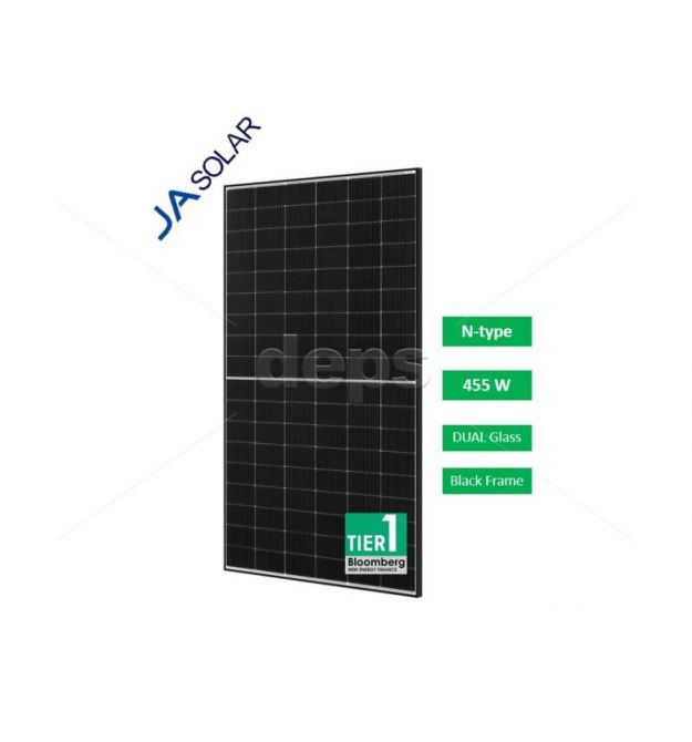 Сонячна панель JA Solar JAM54D40-455-LB (455W, bifacial, black frame)