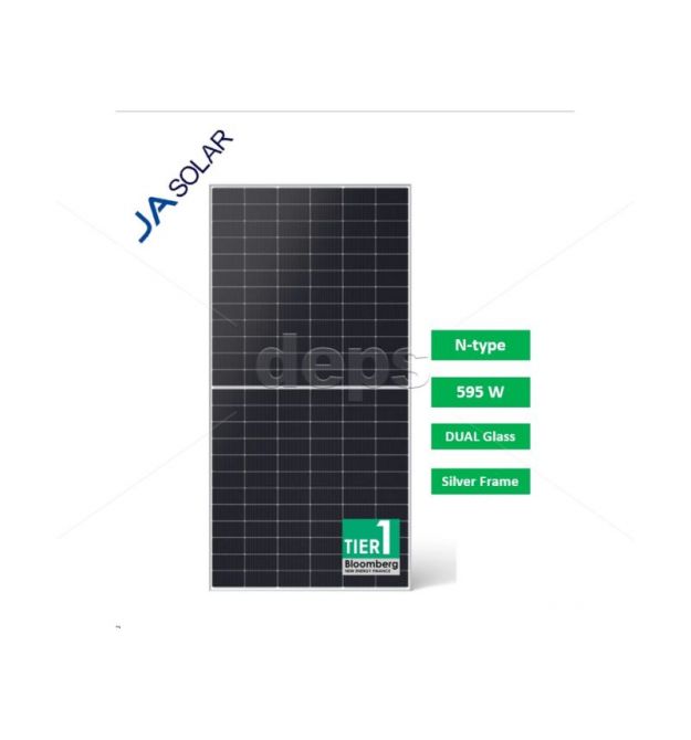 Cонячна панель JA Solar JAM72D40-595-MB (595W, bifacial, silver frame)