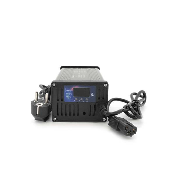 Зарядний пристрій Jinyi для акумуляторів LiFePo4 60V(73V),20S,10A,штекер Triangle plug (T-tipe - C13 - IEC),з індикацією,BOX