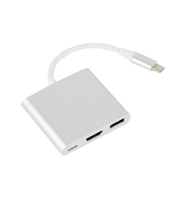 Адаптер-переходник Cablexpert A-CM-HDMIF-02-SV USB-C на HDMI/USB 3.0/USB-C