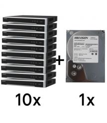 Комплект Hikvision DS-7608NXI-K2(D) 10 шт + DS40HKVS-VX1