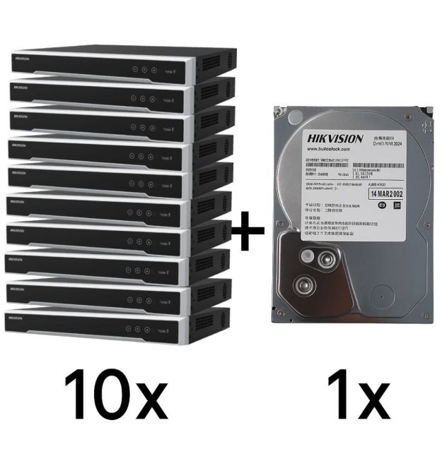 Комплект Hikvision DS-7608NXI-K1(D) 10 шт + DS40HKVS-VX1